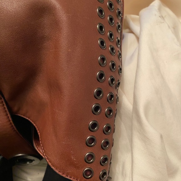 Coach Chestnut Brown Leather Shoulder Bag with Stud Detailing - Picture 7 of 13